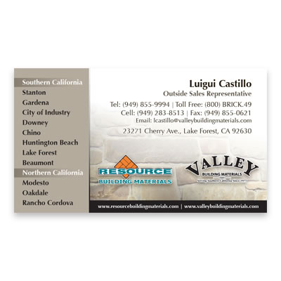 Valley Building Materials : Business Card